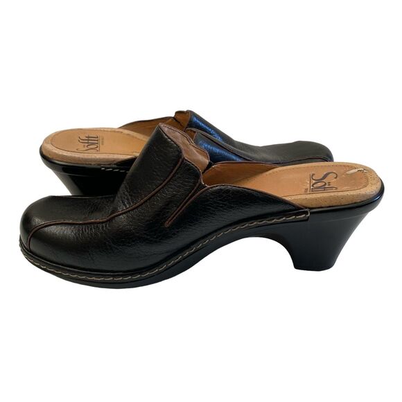 SOFFT Black Leather Slip-On Mule Clog Size 6.5 - Picture 7 of 8